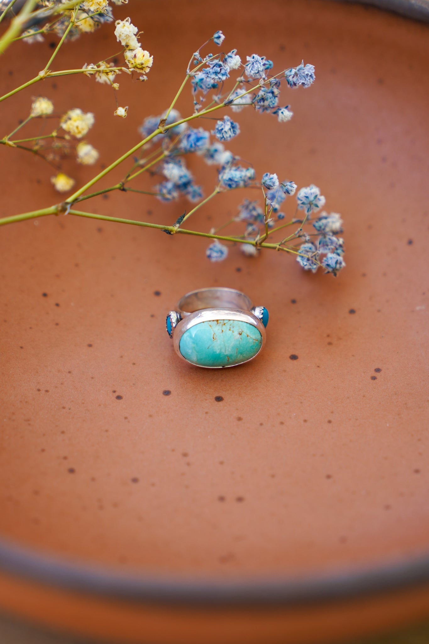 Royston Turquoise Ring with Lone Mtn Turquoise (Size 6.25) - Golden Road Crafted
