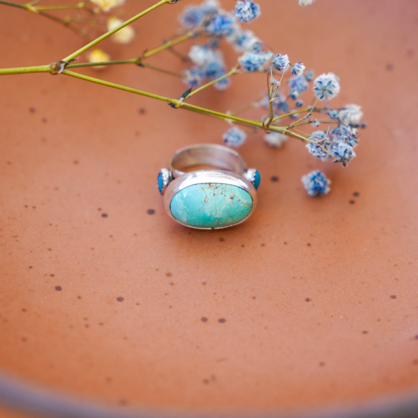 Royston Turquoise Ring with Lone Mtn Turquoise (Size 6.25) - Golden Road Crafted