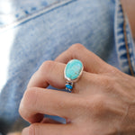 Royston Turquoise Ring with Lone Mtn Turquoise (Size 6.25) - Golden Road Crafted