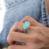 Royston Turquoise Ring with Lone Mtn Turquoise (Size 6.25) - Golden Road Crafted