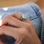 Royston Turquoise Ring with Lone Mtn Turquoise (Size 6.25) - Golden Road Crafted