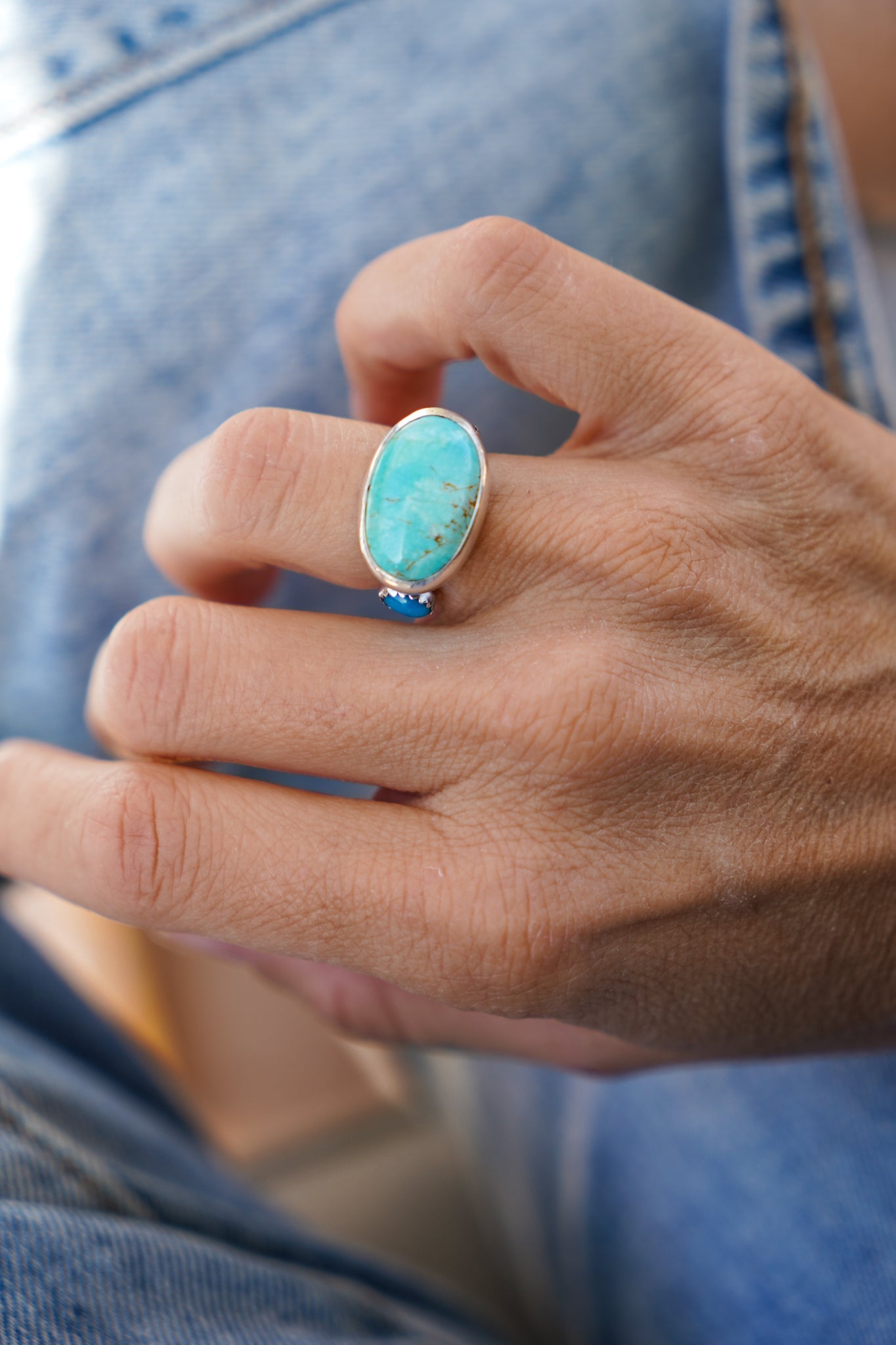Royston Turquoise Ring with Lone Mtn Turquoise (Size 6.25) - Golden Road Crafted