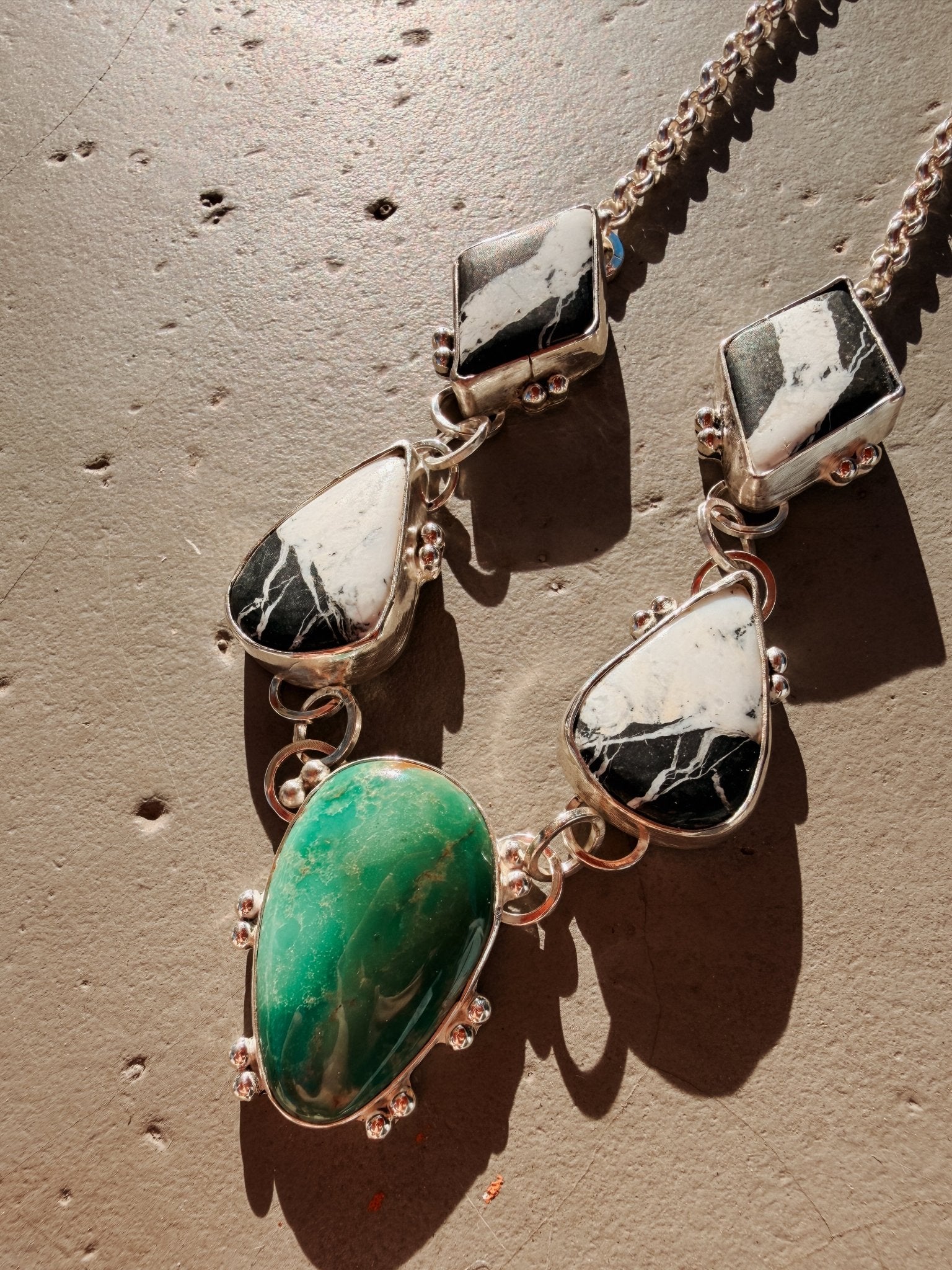 Royston Turquoise & White Buffalo Necklace - Golden Road Crafted