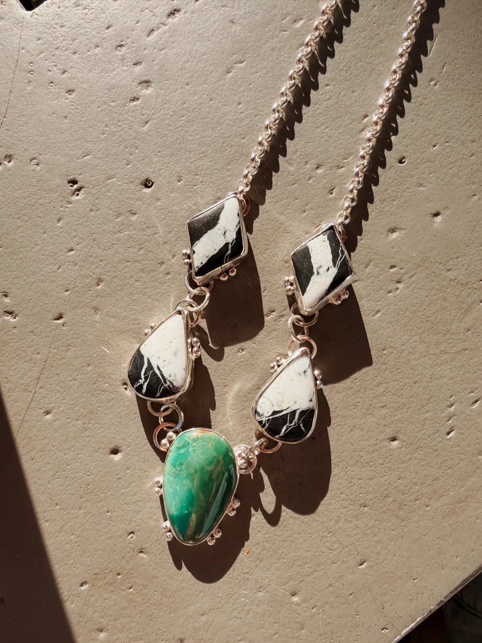 Royston Turquoise & White Buffalo Necklace - Golden Road Crafted