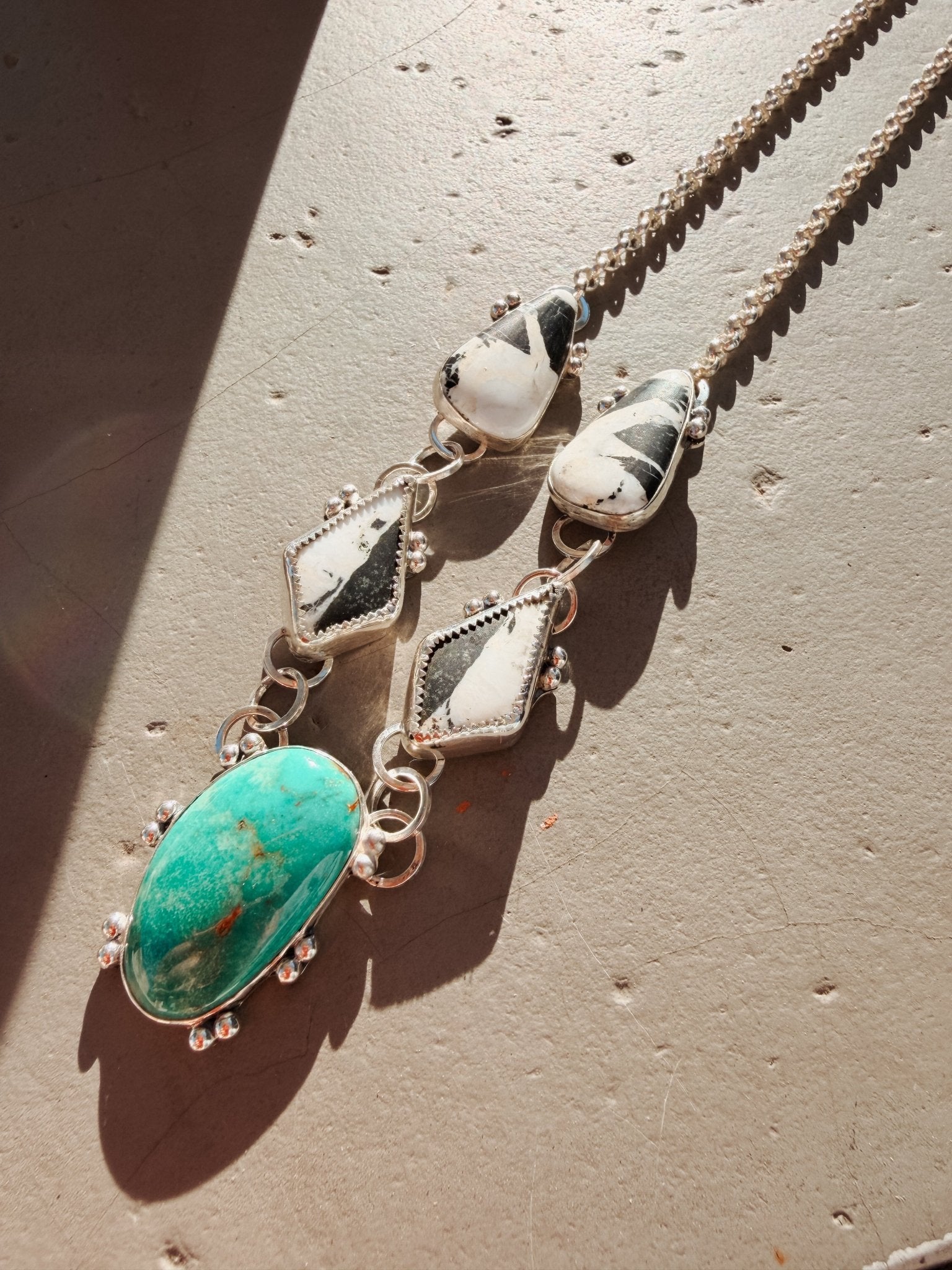 Royston Turquoise & White Buffalo Necklace - Golden Road Crafted