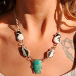 Royston Turquoise & White Buffalo Necklace - Golden Road Crafted