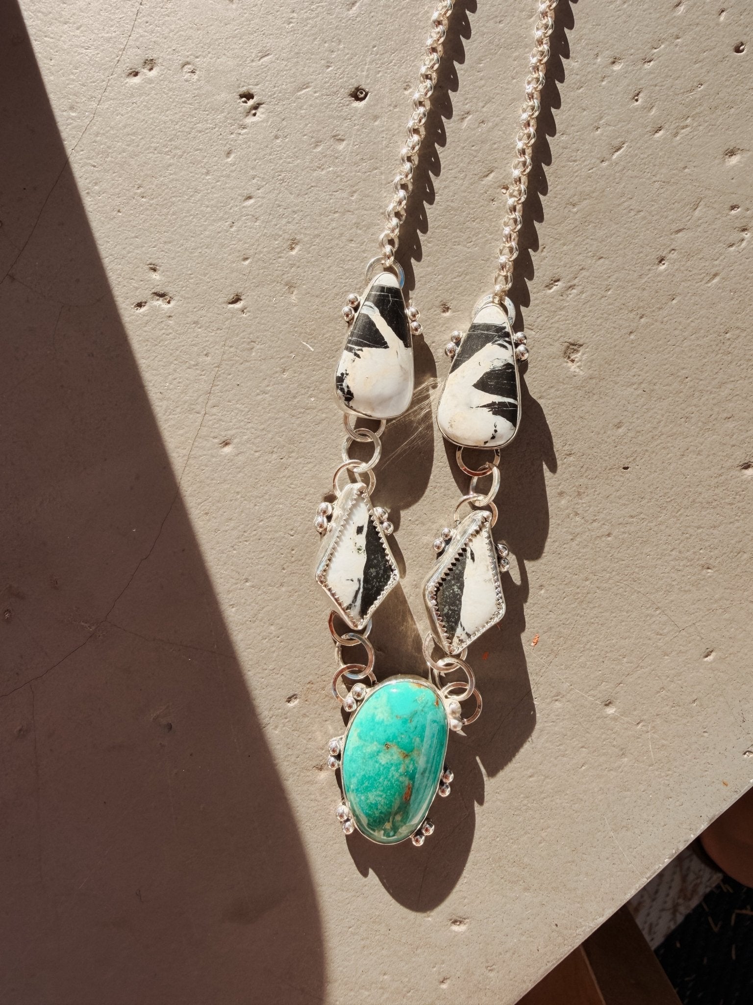Royston Turquoise & White Buffalo Necklace - Golden Road Crafted