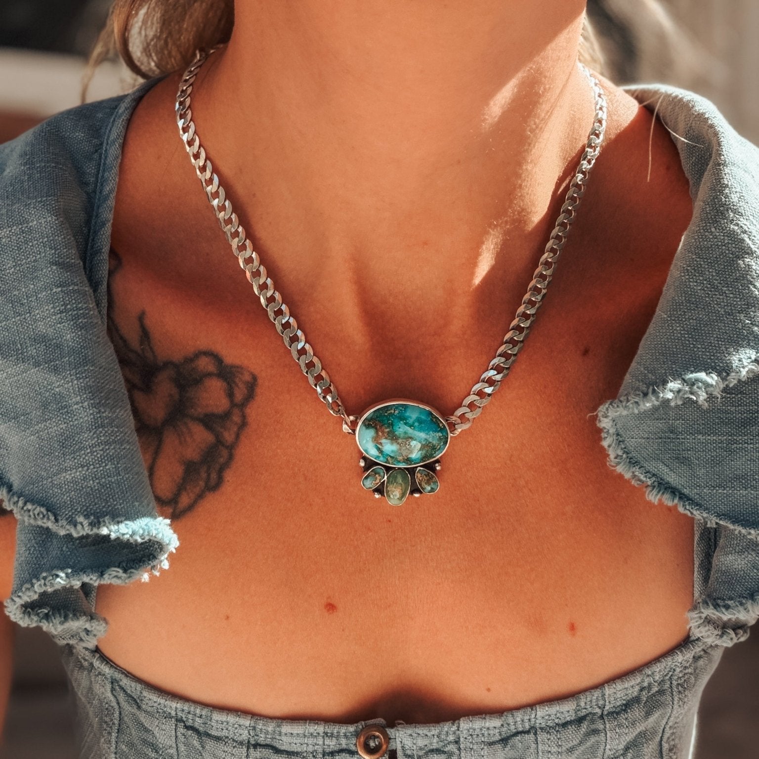 Saturday Stoke Necklace in Sonoran Mtn w/ curb chain - Golden Road Crafted