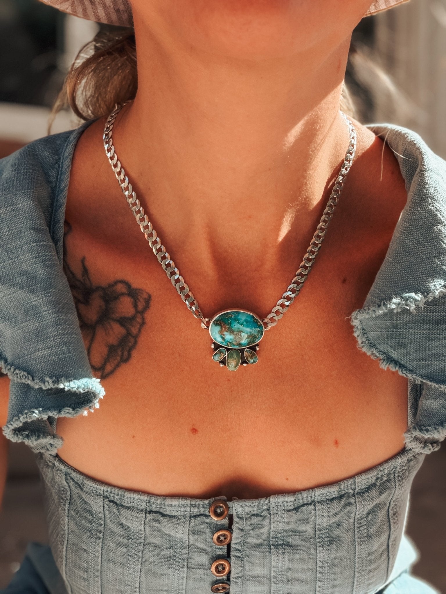 Saturday Stoke Necklace in Sonoran Mtn w/ curb chain - Golden Road Crafted