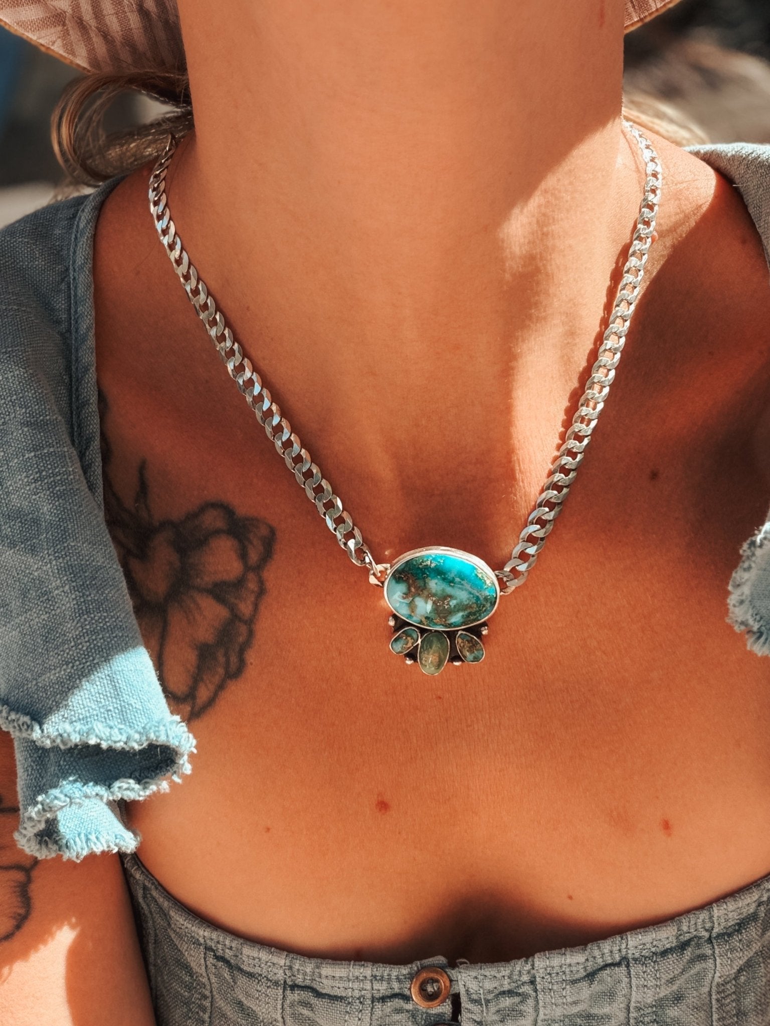 Saturday Stoke Necklace in Sonoran Mtn w/ curb chain - Golden Road Crafted