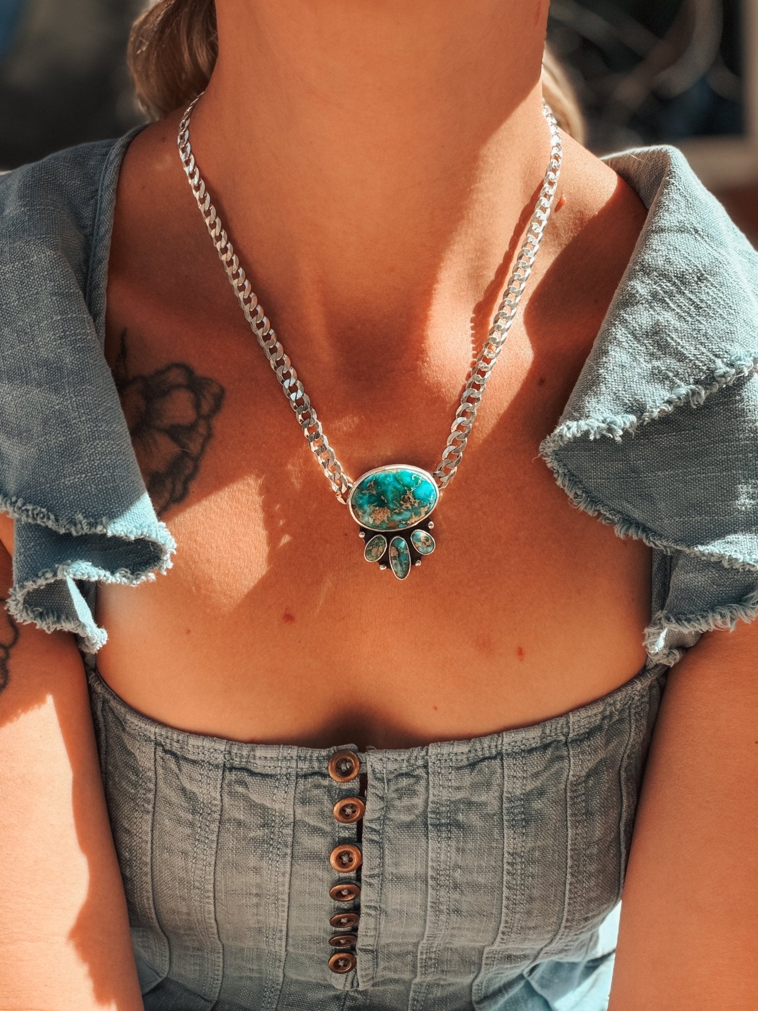 Saturday Stoke Necklace in Sonoran Mtn w/ curb chain - Golden Road Crafted