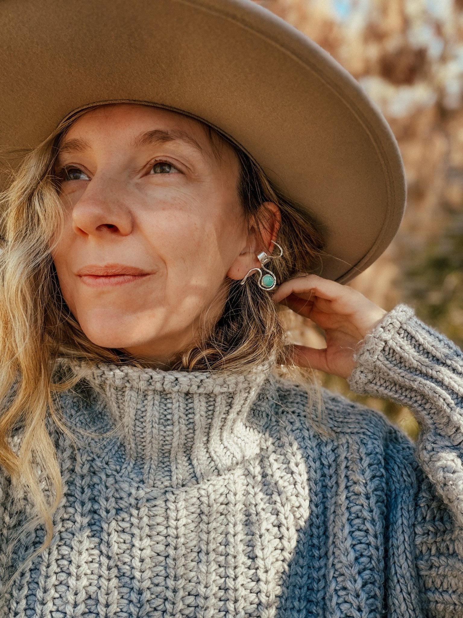 Serpent Ear Cuff in Iron Maiden Turquoise - Golden Road Crafted