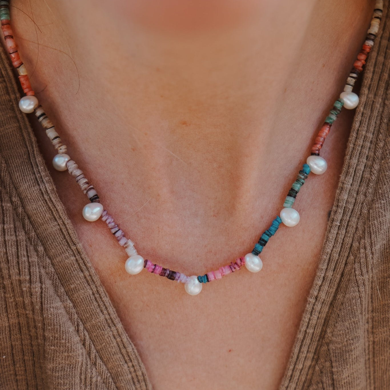 Shell + Pearl Bead Necklace - Golden Road Crafted