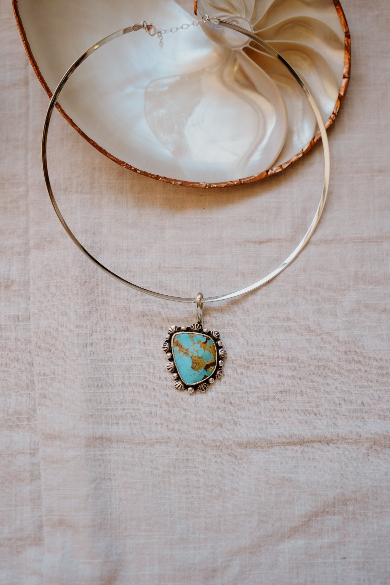 She's Too Cool Collar in Kingman Turquoise - Golden Road Crafted
