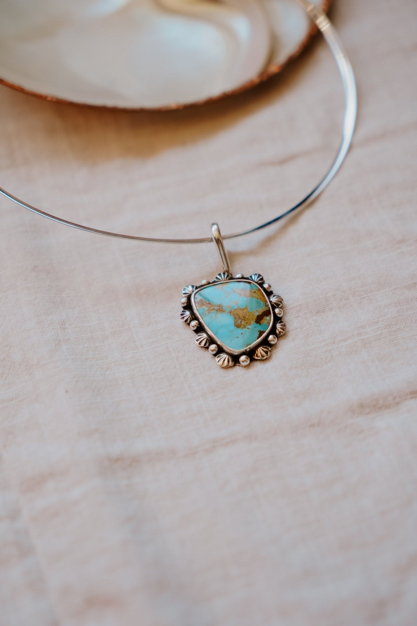 She's Too Cool Collar in Kingman Turquoise - Golden Road Crafted