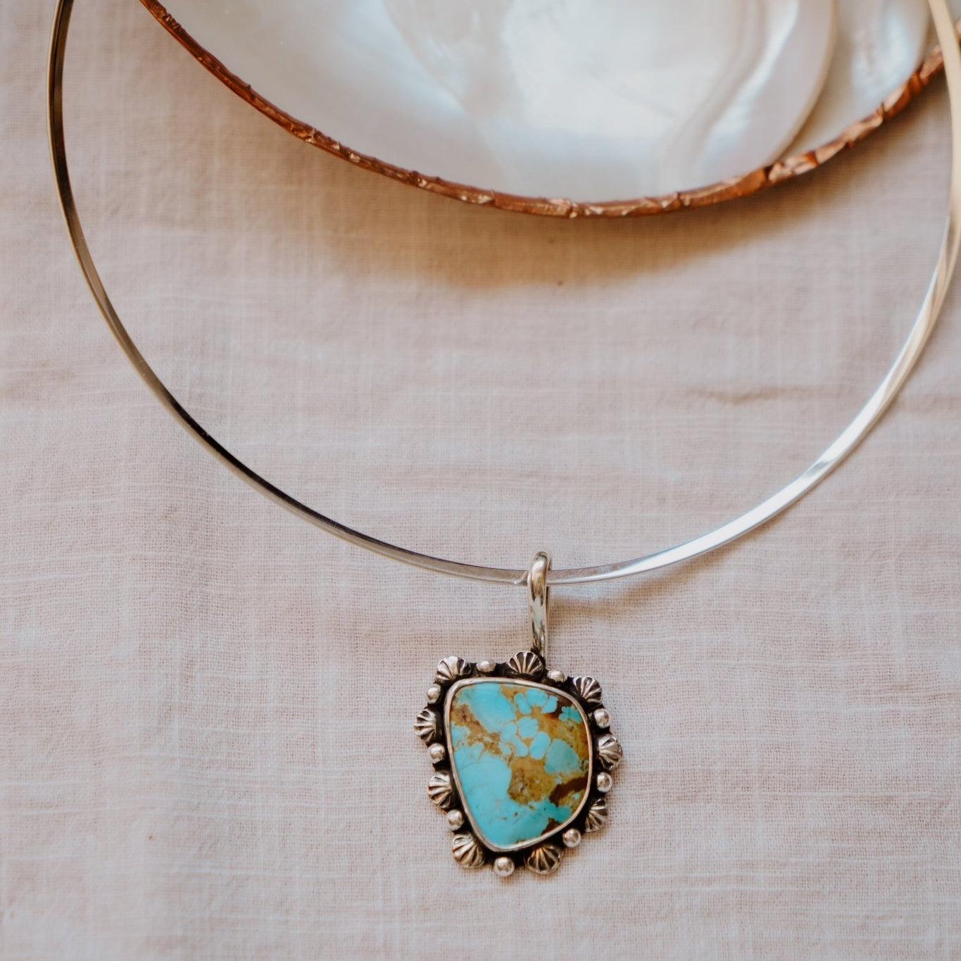 She's Too Cool Collar in Kingman Turquoise - Golden Road Crafted