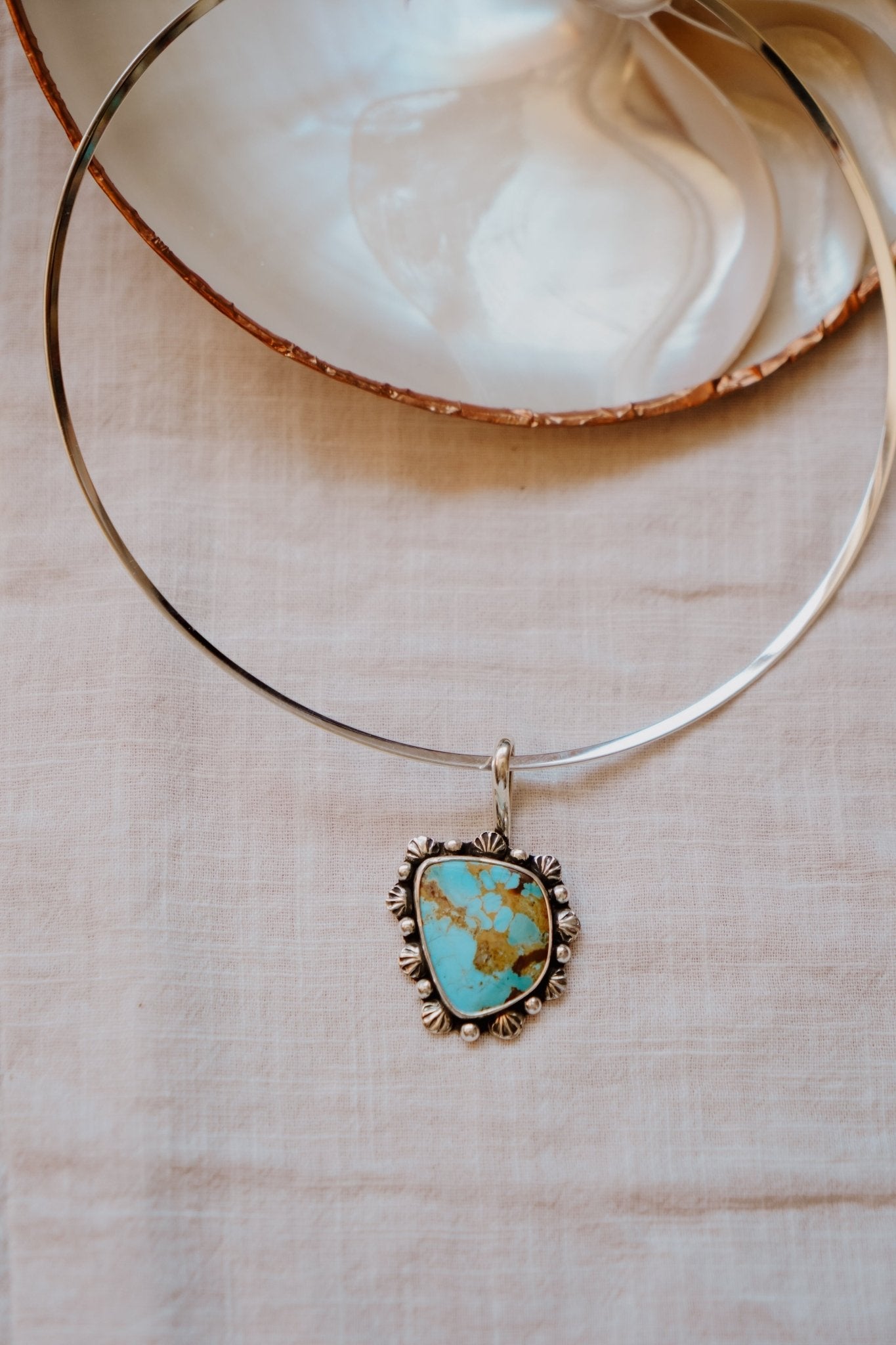 She's Too Cool Collar in Kingman Turquoise - Golden Road Crafted