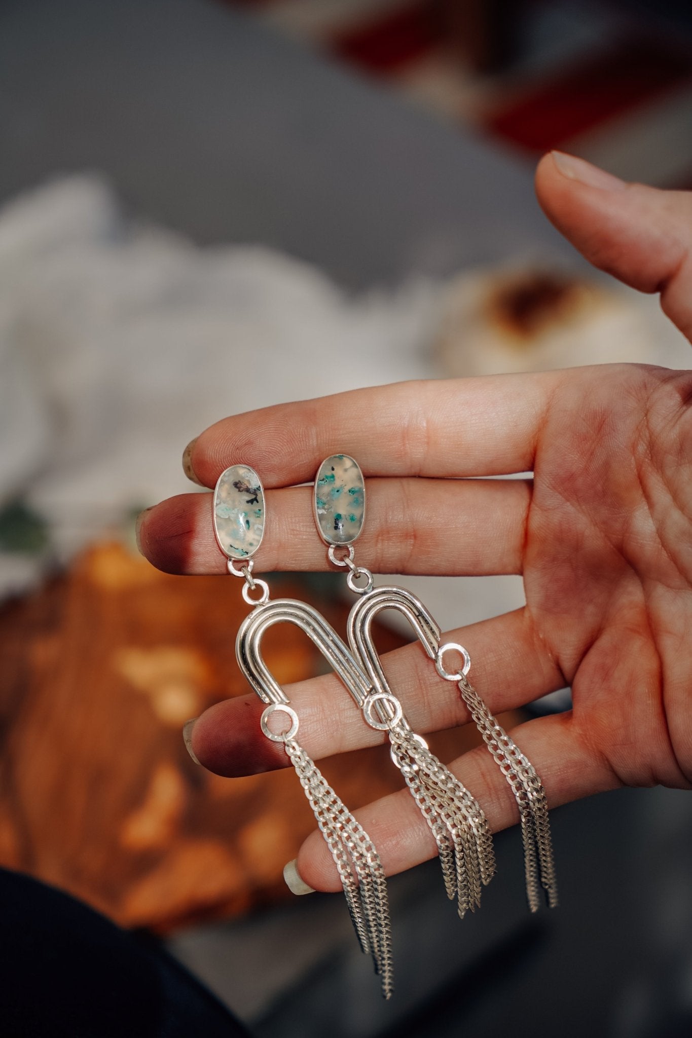 Shoulder Dusters in Confetti Chrysacola - Golden Road Crafted