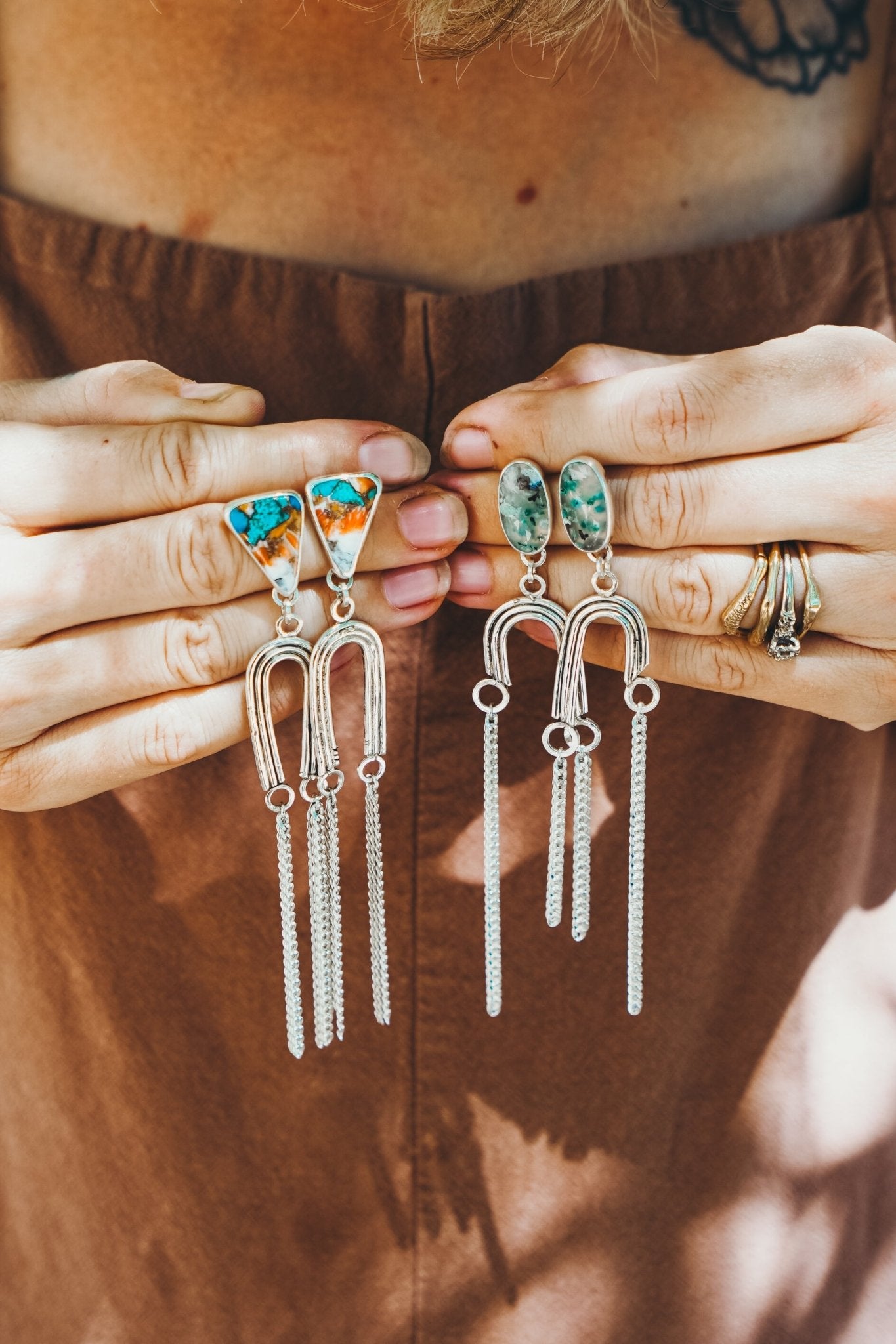 Shoulder Dusters in Confetti Chrysacola - Golden Road Crafted