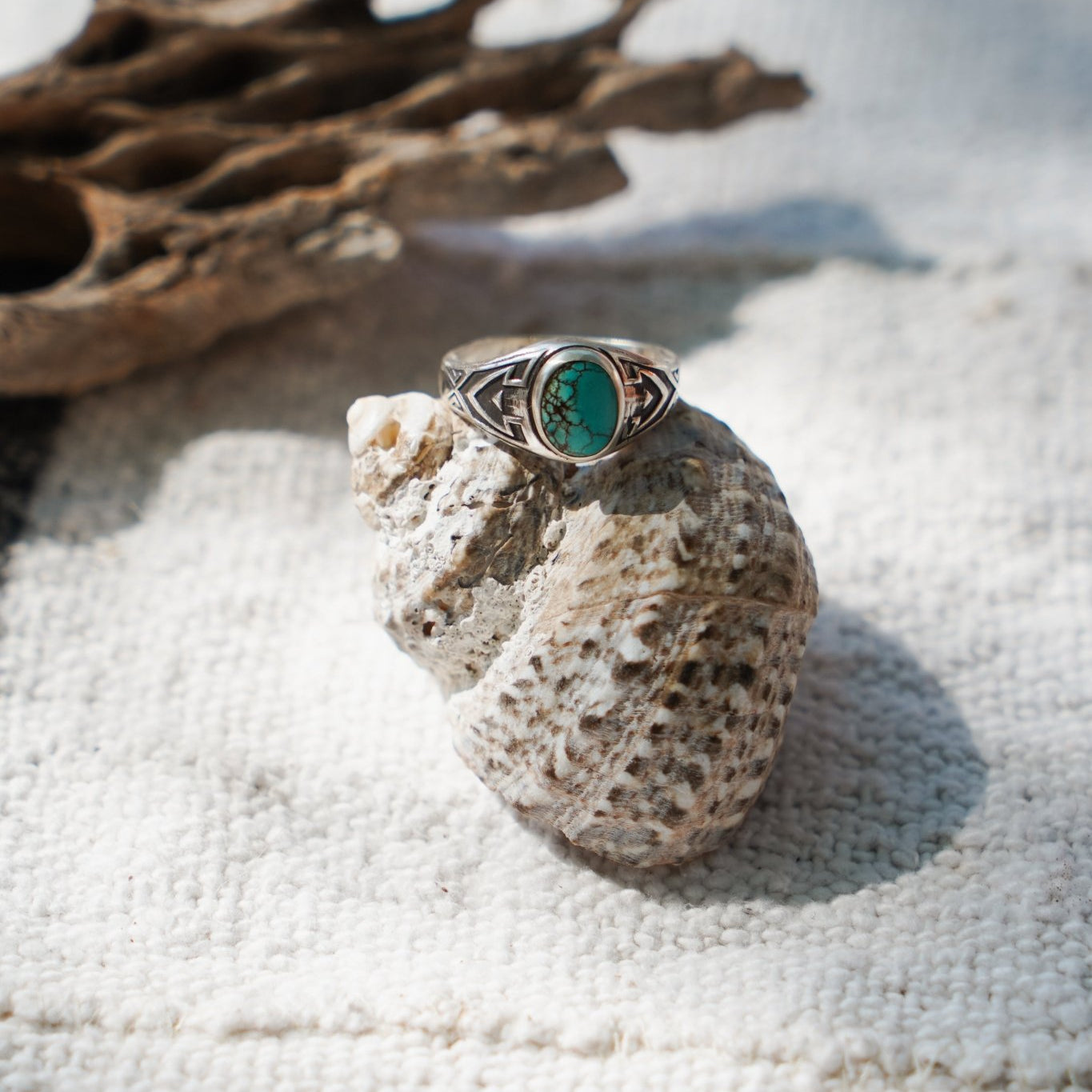 Signet Ring in Hubei Turquoise - Golden Road Crafted