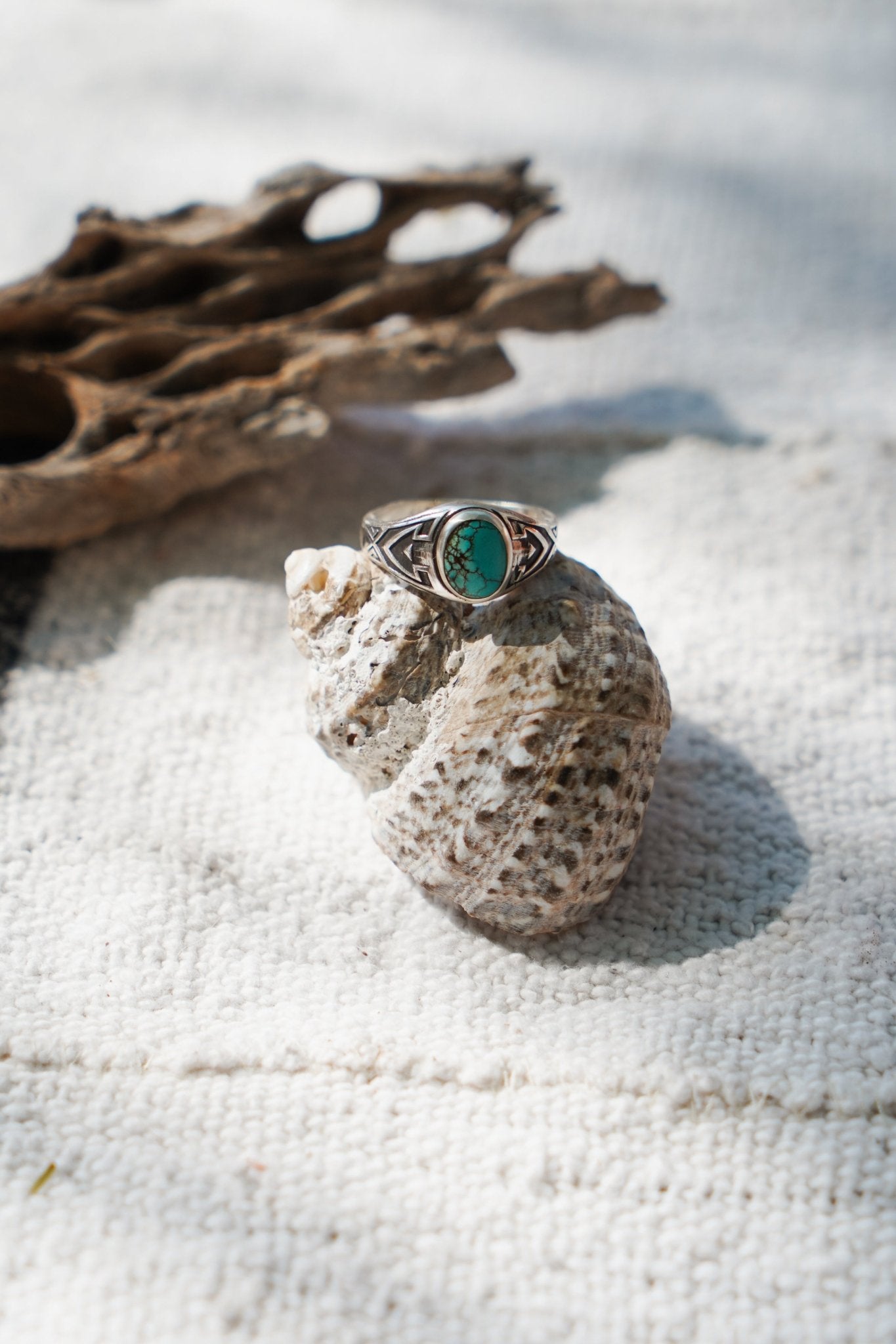 Signet Ring in Hubei Turquoise - Golden Road Crafted