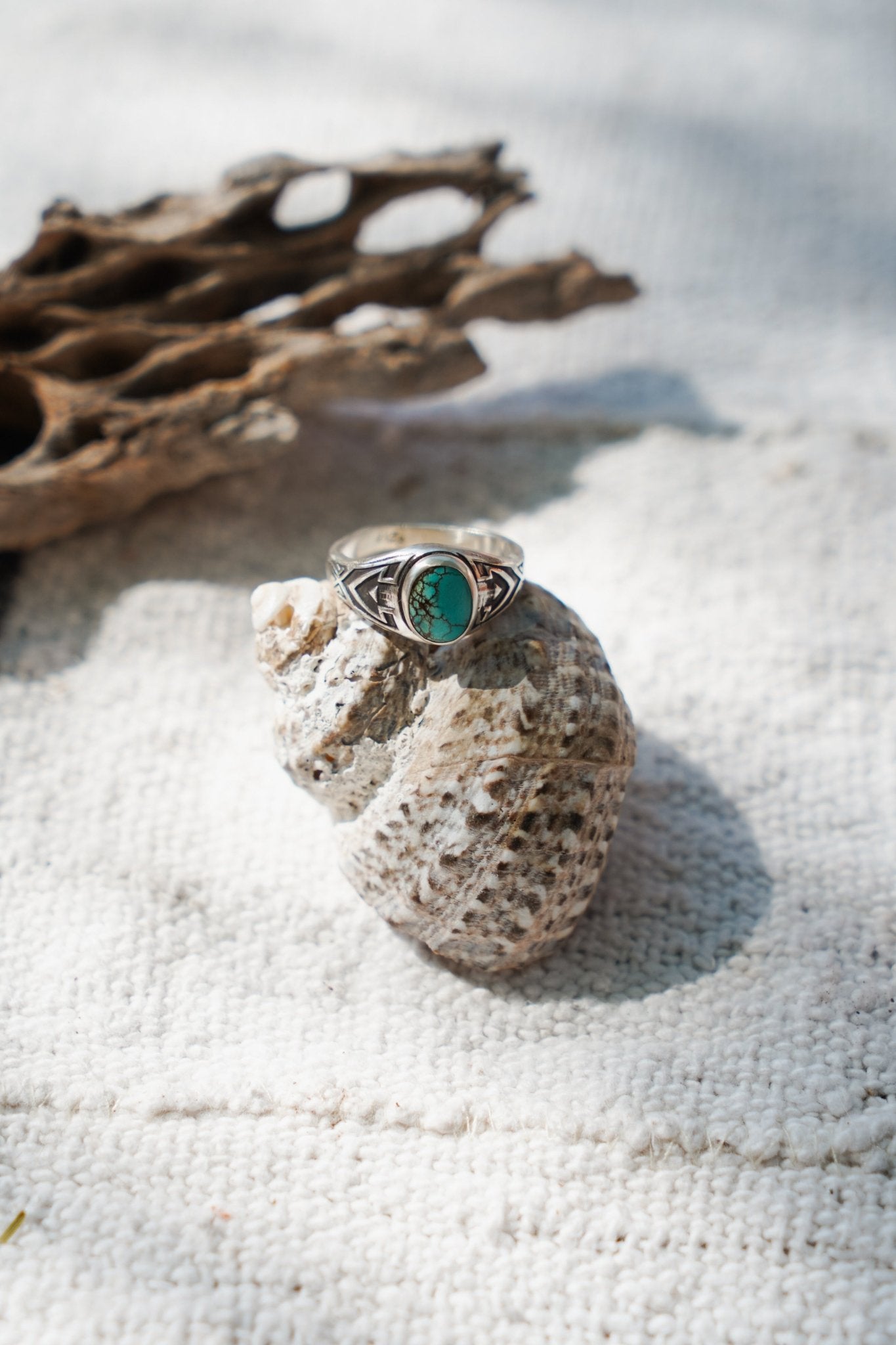 Signet Ring in Hubei Turquoise - Golden Road Crafted