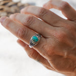 Signet Ring in Hubei Turquoise - Golden Road Crafted