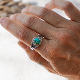 Signet Ring in Hubei Turquoise - Golden Road Crafted