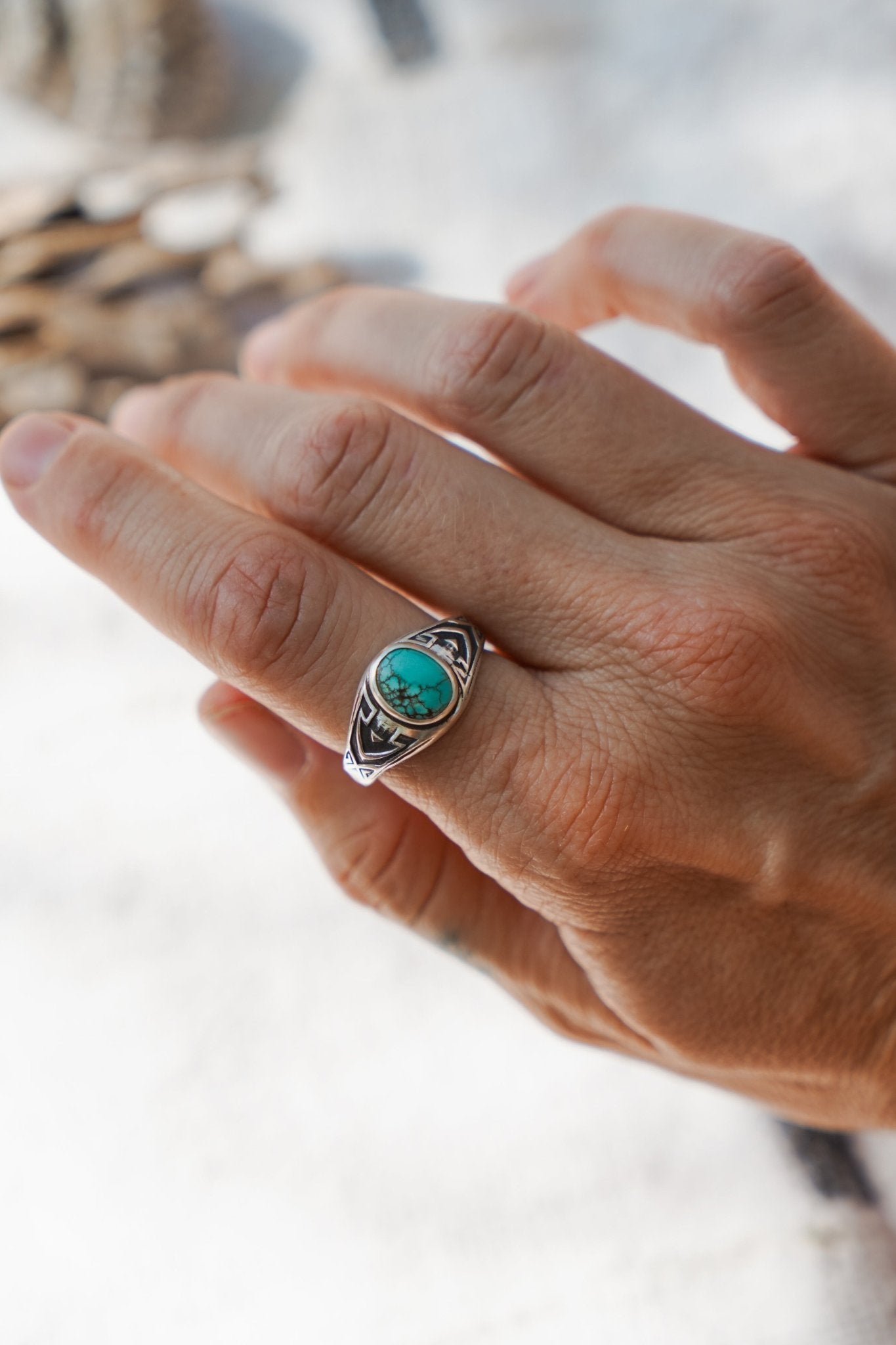 Signet Ring in Hubei Turquoise - Golden Road Crafted
