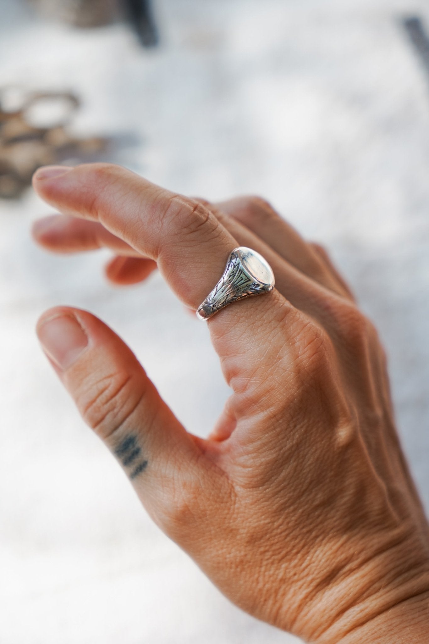 Signet Ring in Sterling Silver (Choose your size) - Golden Road Crafted