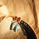 Sonoran Flower Earrings in No. 8 Turquoise & Amber - Golden Road Crafted