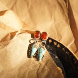 Sonoran Flower Earrings in No. 8 Turquoise & Amber - Golden Road Crafted