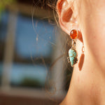 Sonoran Flower Earrings in No. 8 Turquoise & Amber - Golden Road Crafted