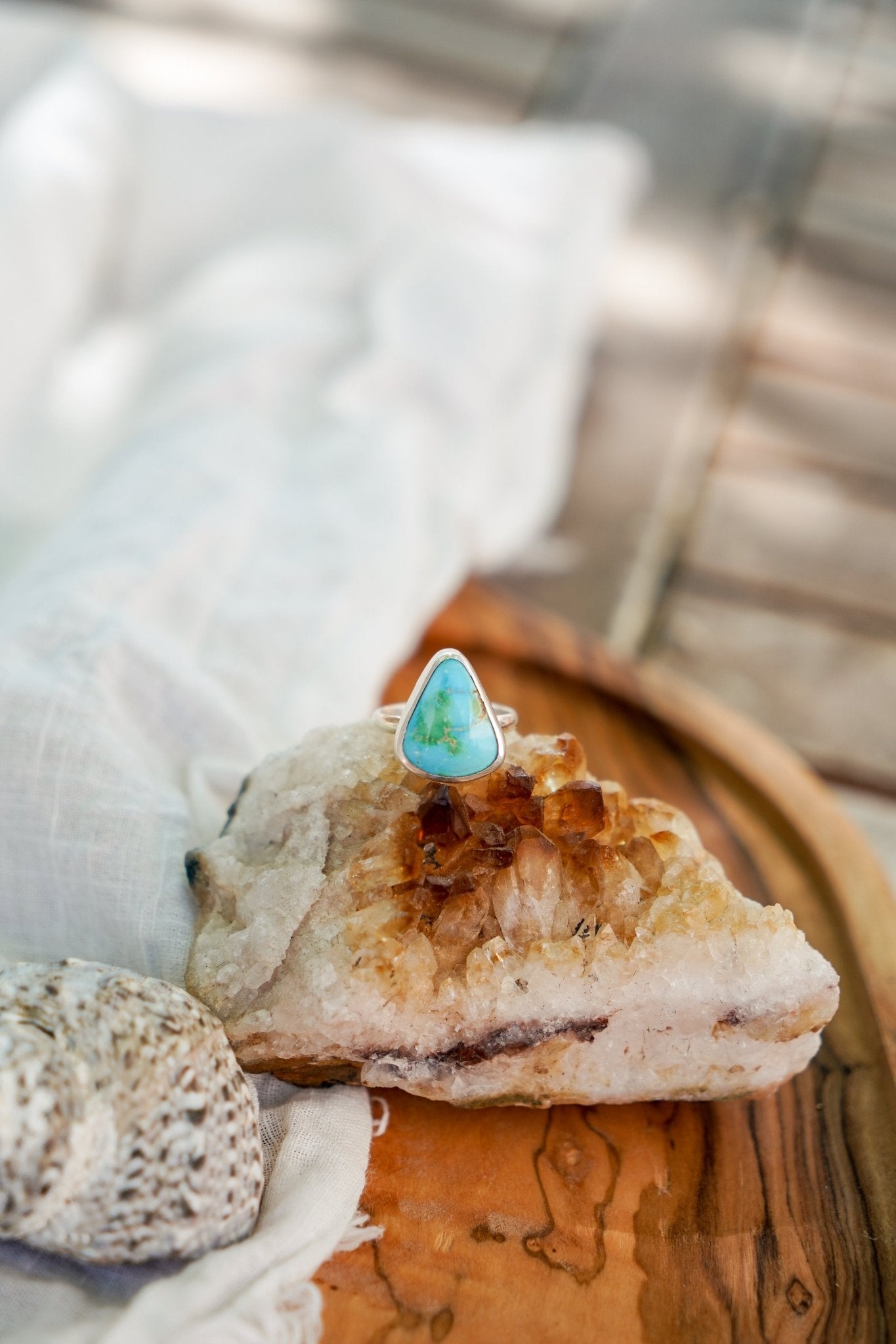 Sonoran Mountain Turquoise Ring (Size 6.5) - Golden Road Crafted