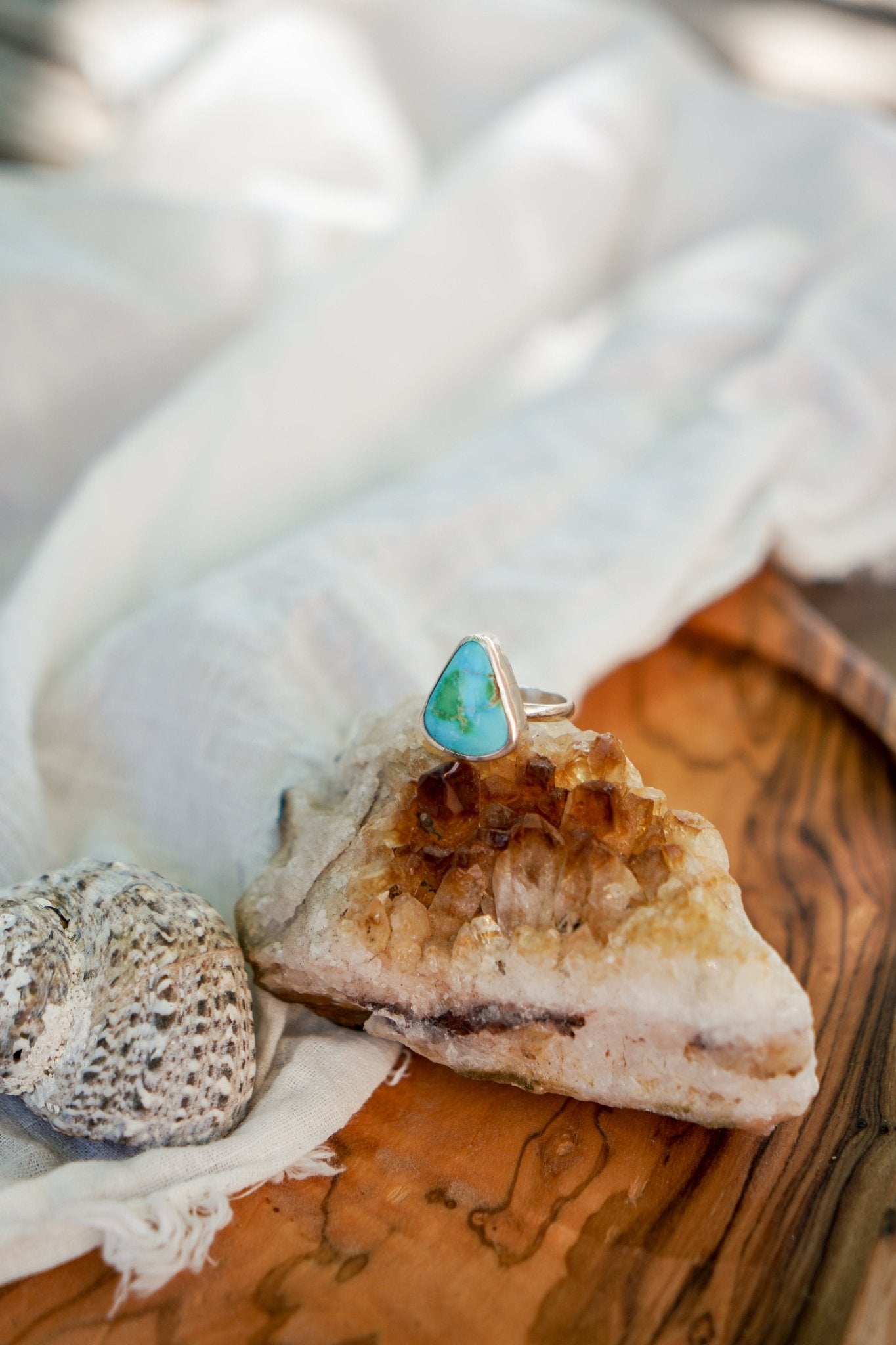 Sonoran Mountain Turquoise Ring (Size 6.5) - Golden Road Crafted