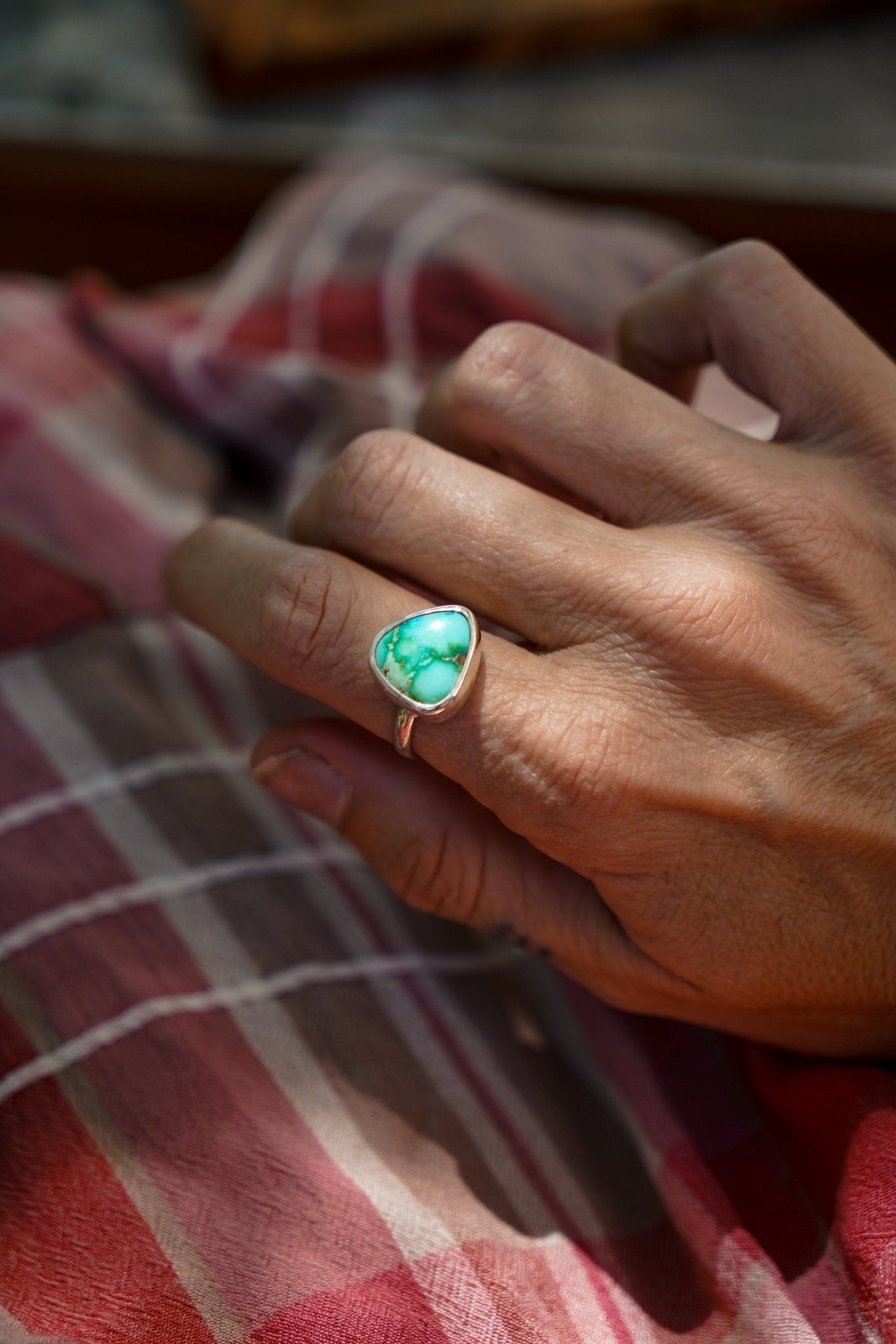 Sonoran Mountain Turquoise Ring (Size 8.25) - Golden Road Crafted
