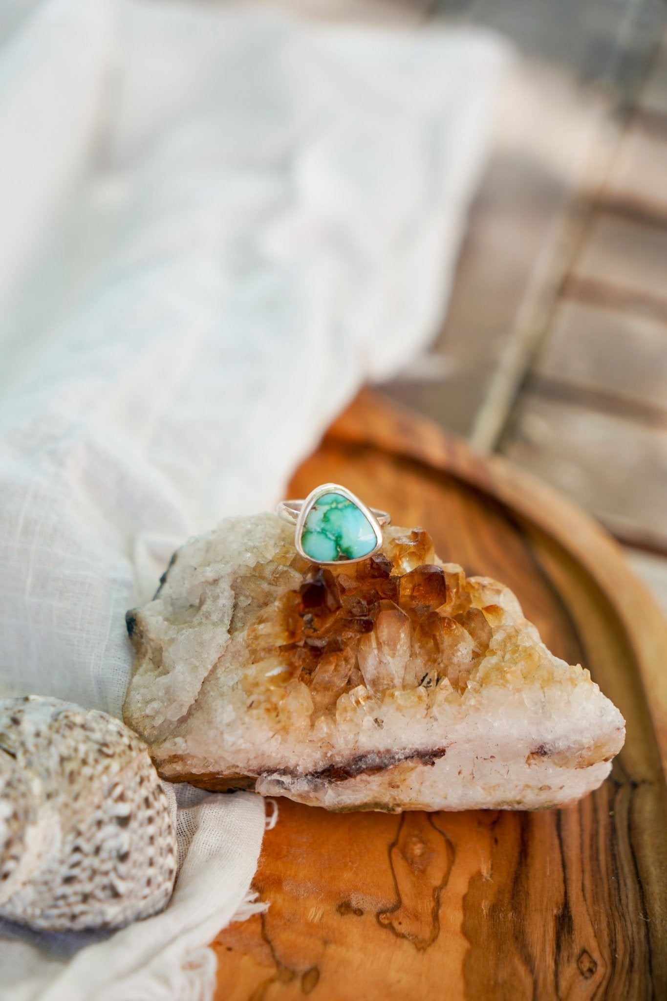 Sonoran Mountain Turquoise Ring (Size 8.25) - Golden Road Crafted