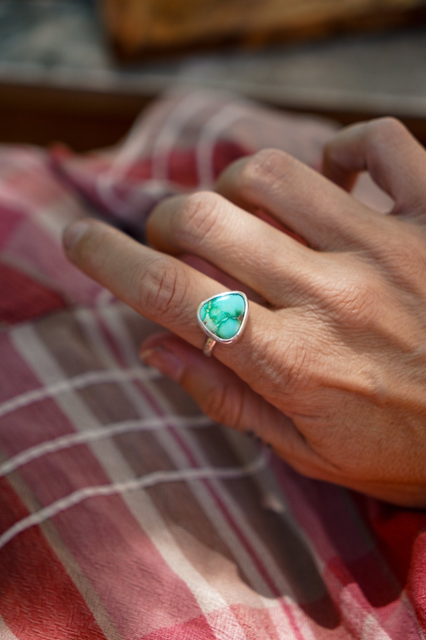 Sonoran Mountain Turquoise Ring (Size 8.25) - Golden Road Crafted