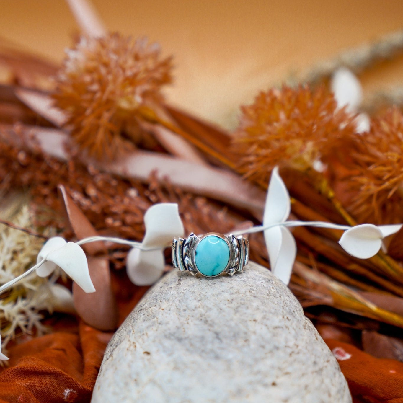 Sonoran Mountain Turquoise Ring (Size 8.25) *DISCOUNTED* - Golden Road Crafted