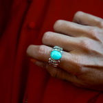 Sonoran Mountain Turquoise Ring (Size 8.25) *DISCOUNTED* - Golden Road Crafted