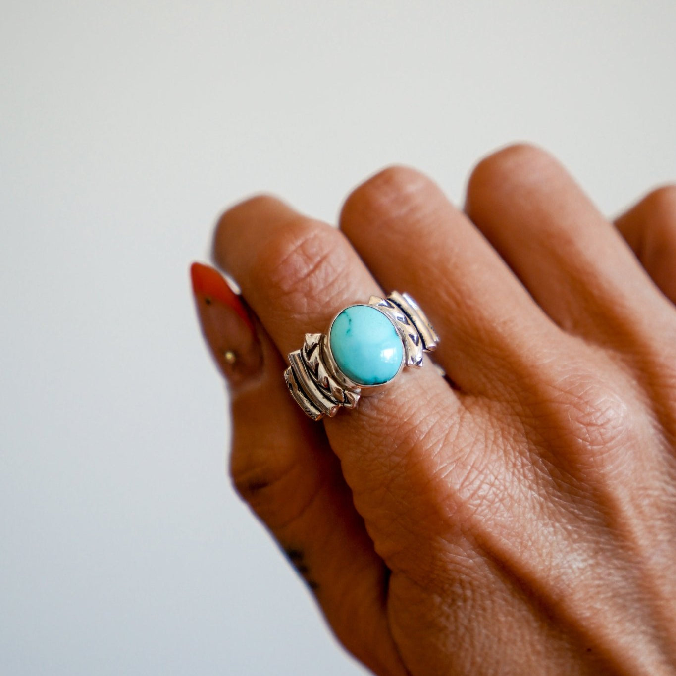 Sonoran Mountain Turquoise Ring (Size 8.25) *DISCOUNTED* - Golden Road Crafted
