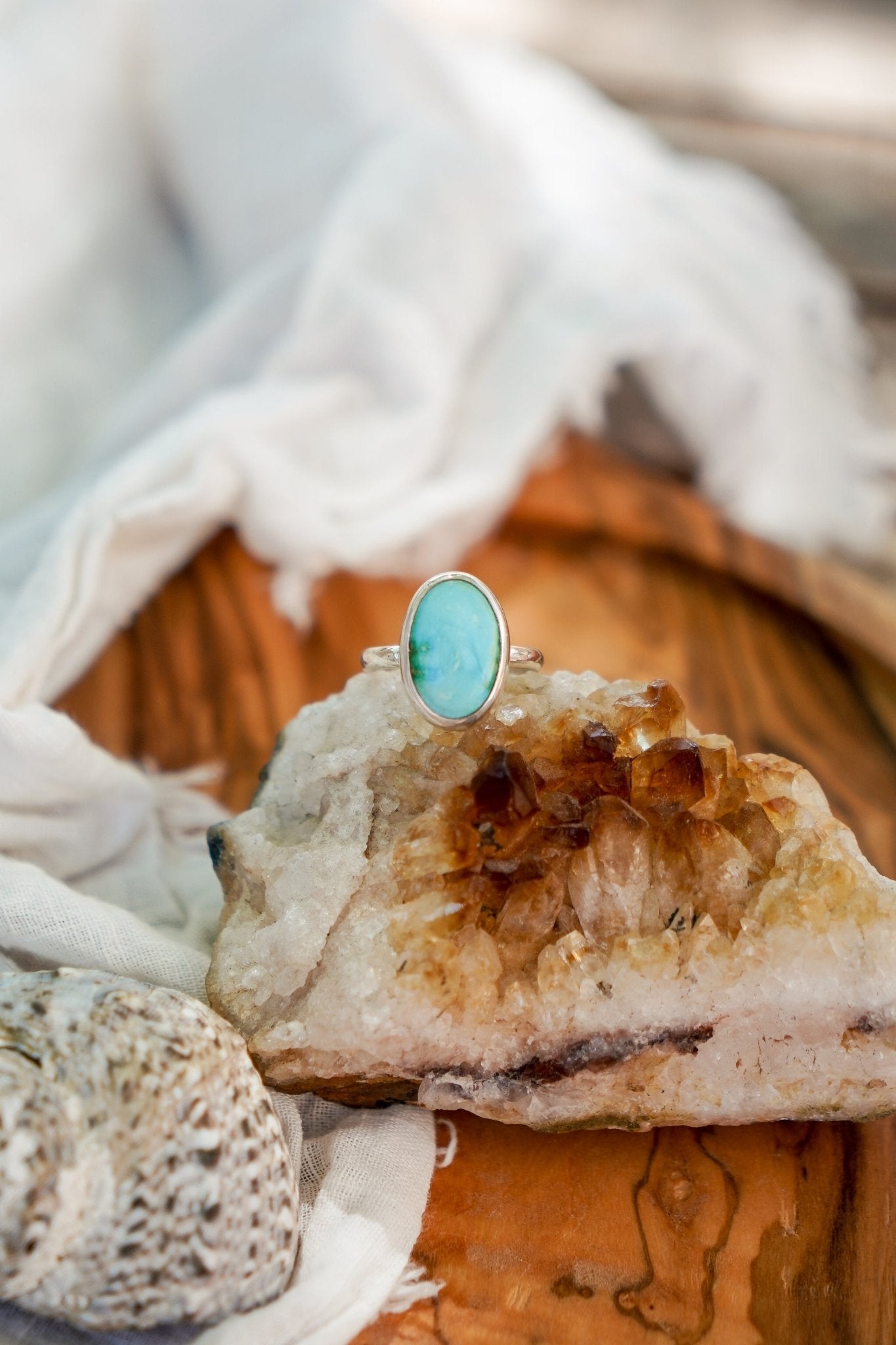 Sonoran Mountain Turquoise Ring (Size 8.5) - Golden Road Crafted