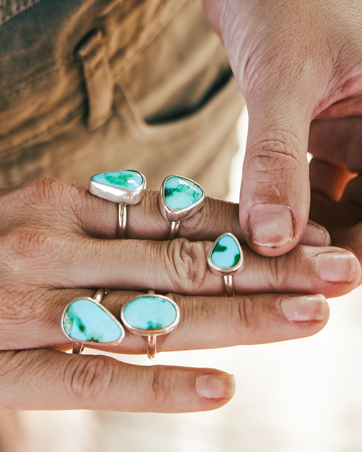 Sonoran Mountain Turquoise Ring (Size 8.5) - Golden Road Crafted