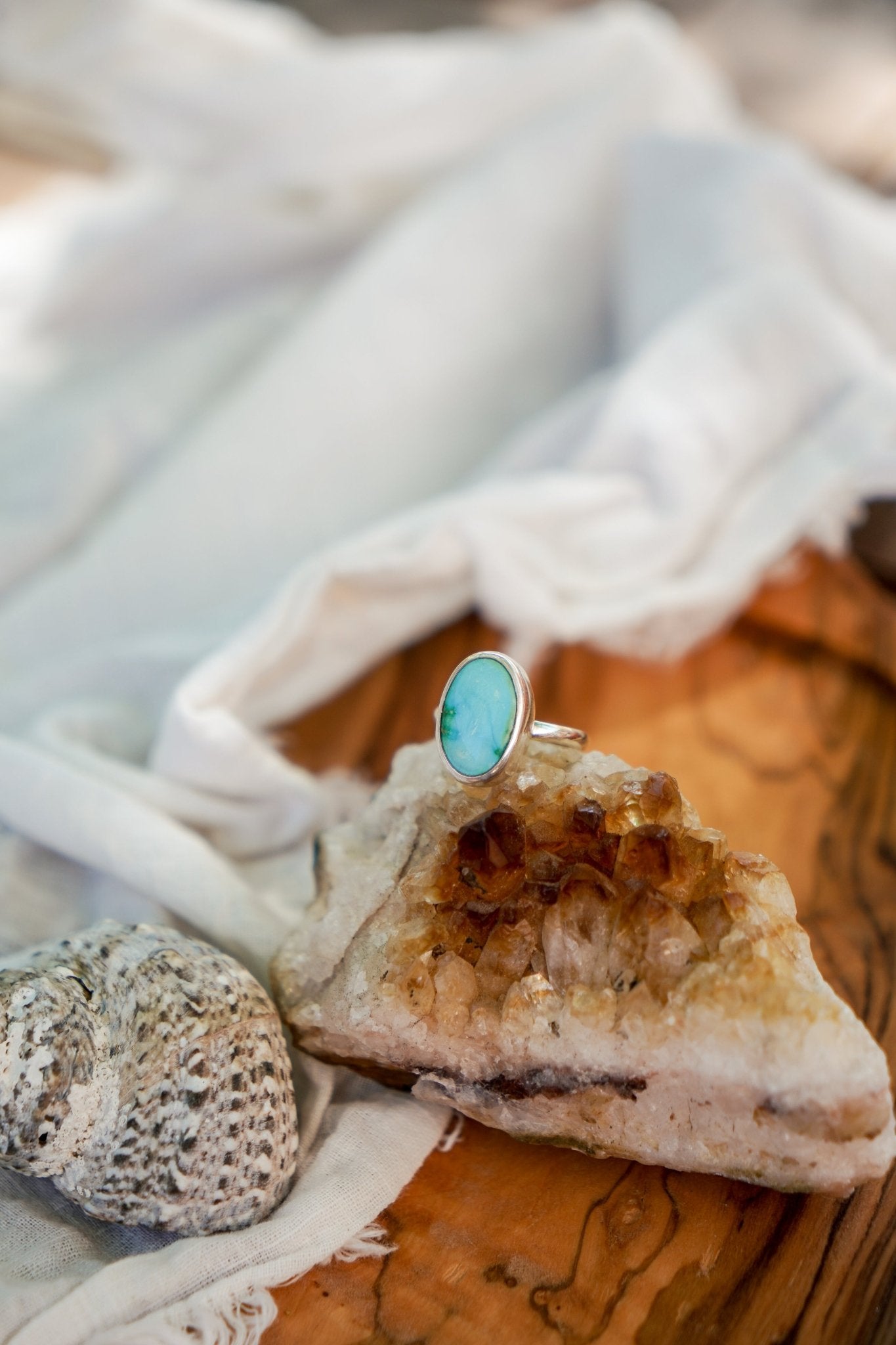 Sonoran Mountain Turquoise Ring (Size 8.5) - Golden Road Crafted