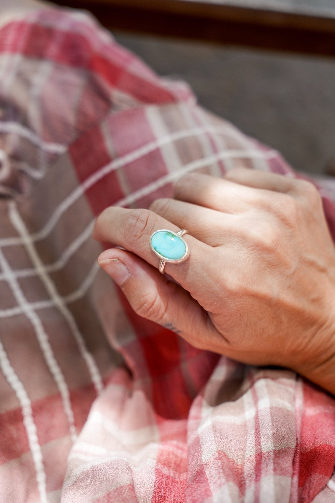 Sonoran Mountain Turquoise Ring (Size 8.5) - Golden Road Crafted