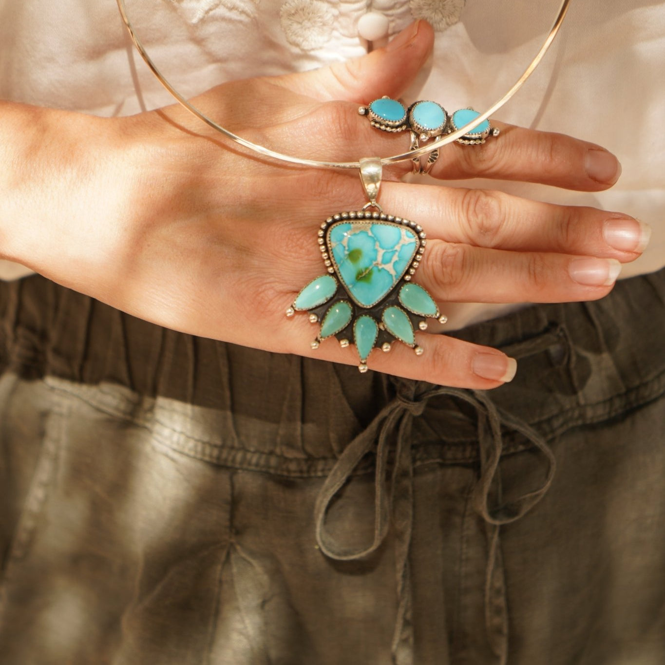 Sonoran Sky Collar in Sonoran Mountain & Campitos Turquoise - Golden Road Crafted
