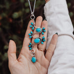 Sonoran Snake Statement Necklace in Egyptian & Kingman Turquoise - Golden Road Crafted