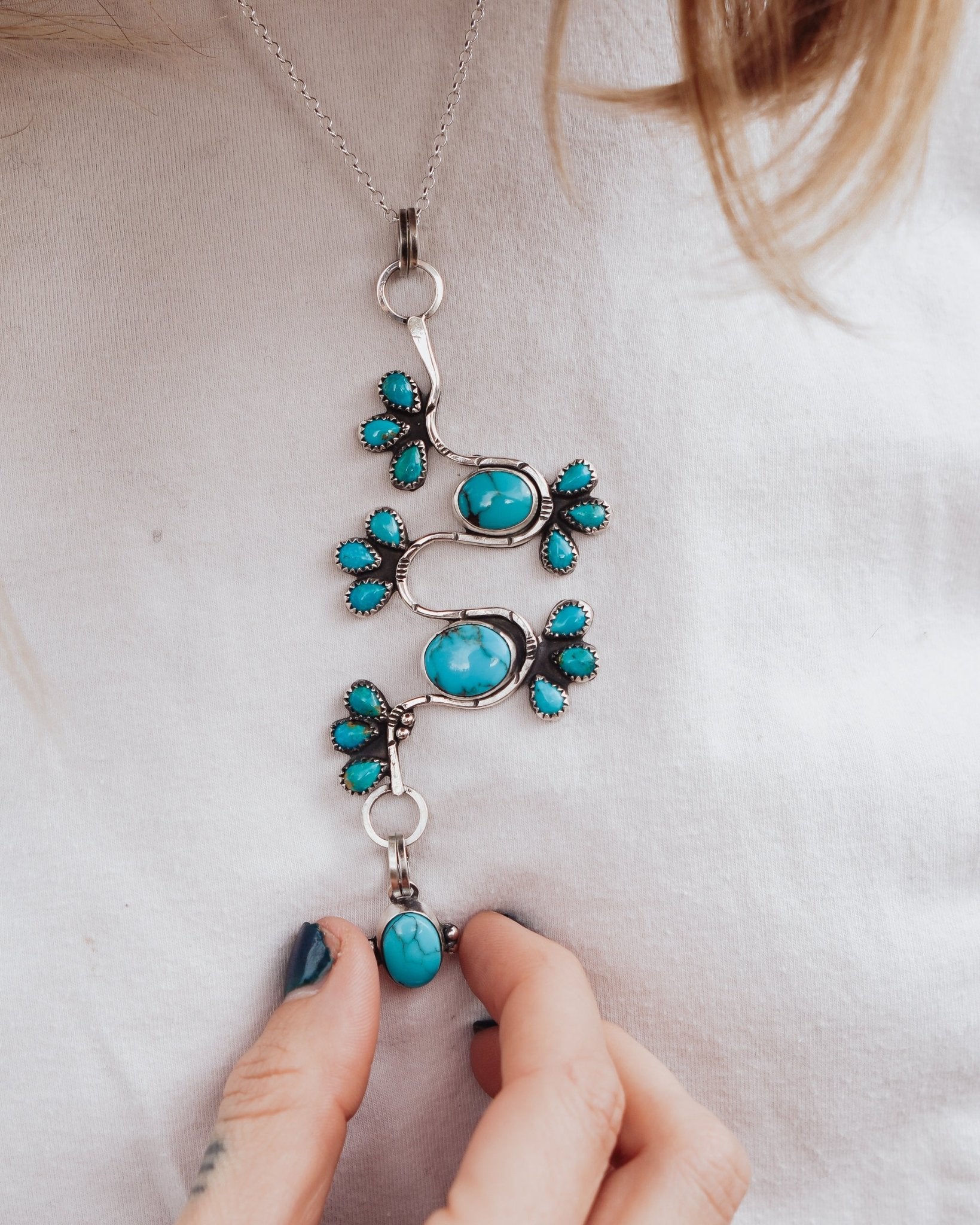 Sonoran Snake Statement Necklace in Egyptian & Kingman Turquoise - Golden Road Crafted