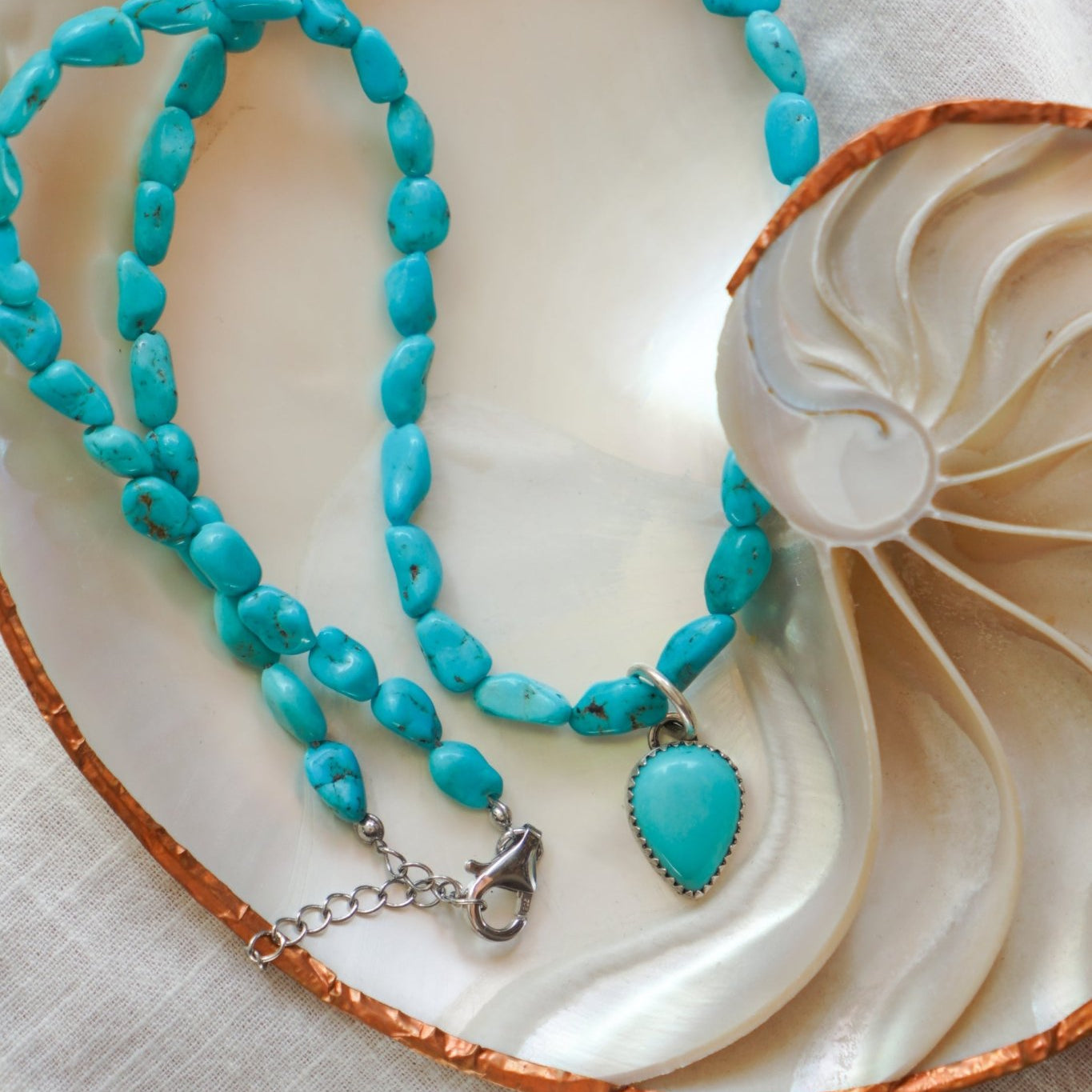 Southwest Dream Necklace in Campitos Turquoise - Golden Road Crafted