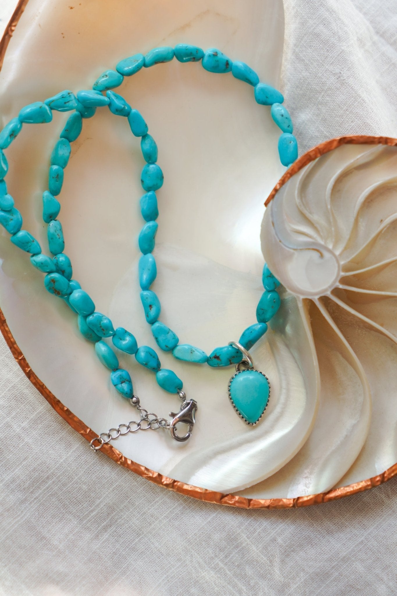 Southwest Dream Necklace in Campitos Turquoise - Golden Road Crafted
